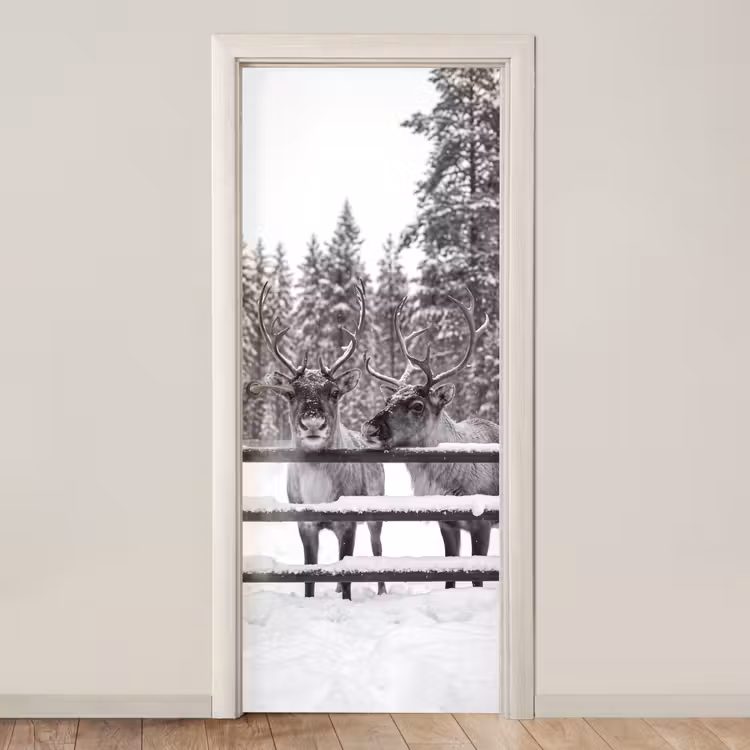 Deursticker - Rendier - Sneeuw - Winter — 1
