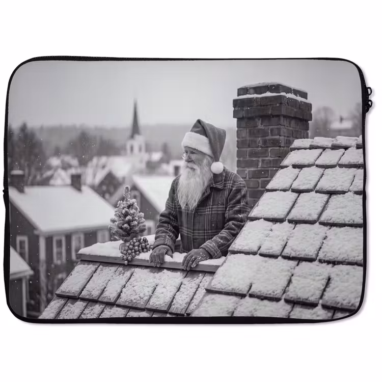 Laptophoes Kerstman - Dak - Sneeuw — 1