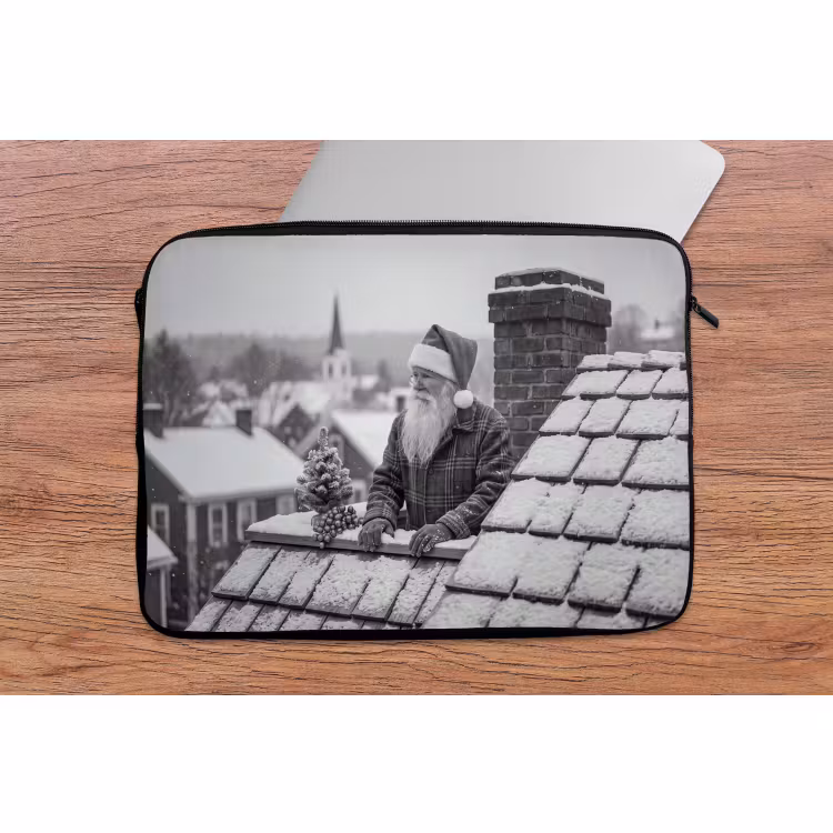 Laptophoes Kerstman - Dak - Sneeuw — 2