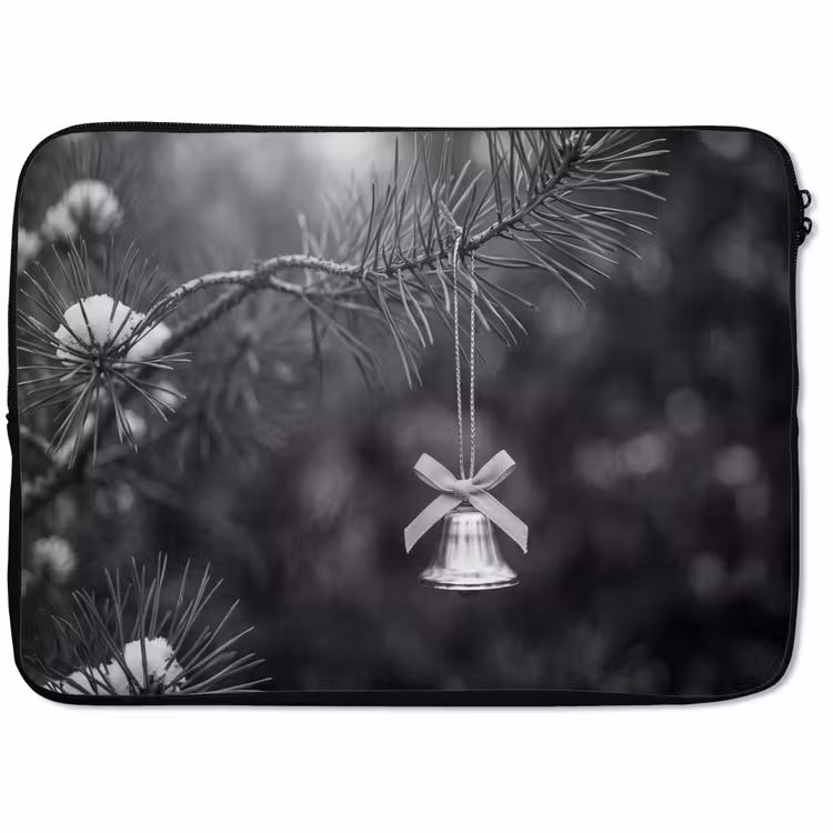 Laptophoes Kerstbel - Boom - Zwart-wit — 1