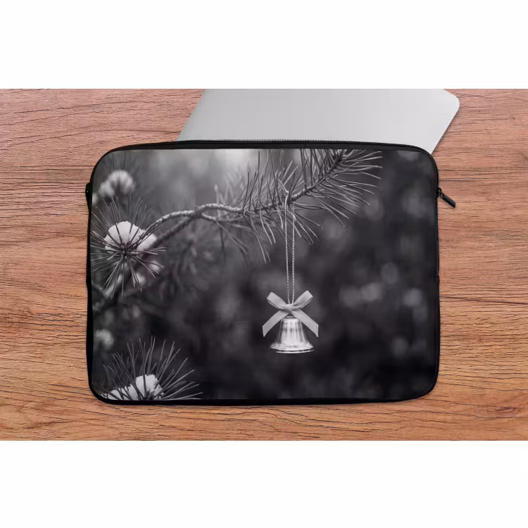 Laptophoes Kerstbel - Boom - Zwart-wit — 2