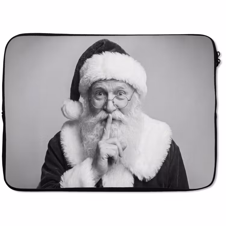 Laptophoes Kerstman - Zwart-wit - Kerst — 1