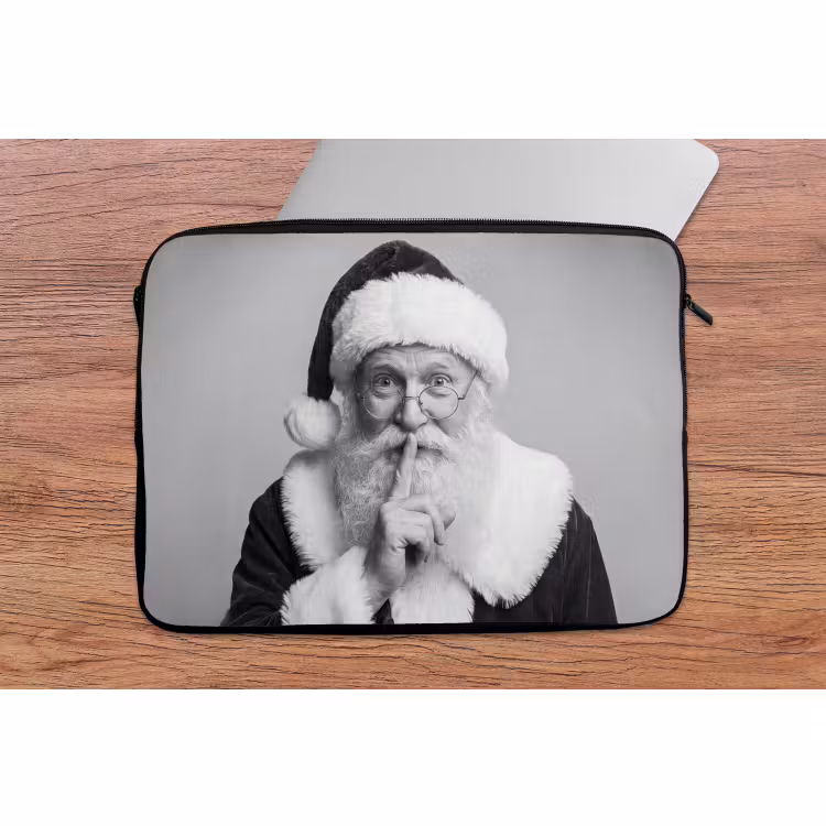 Laptophoes Kerstman - Zwart-wit - Kerst — 2