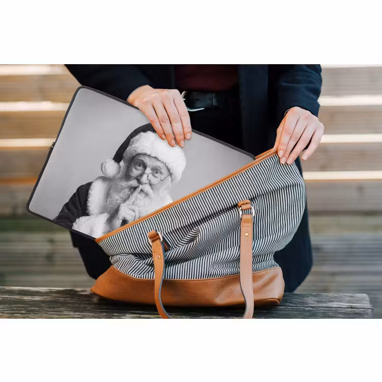 Laptophoes Kerstman - Zwart-wit - Kerst — 4