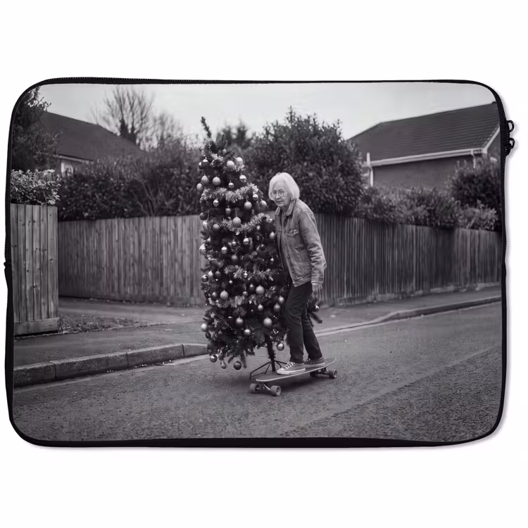 Laptophoes Vrouw - Skateboard - Kerst — 1