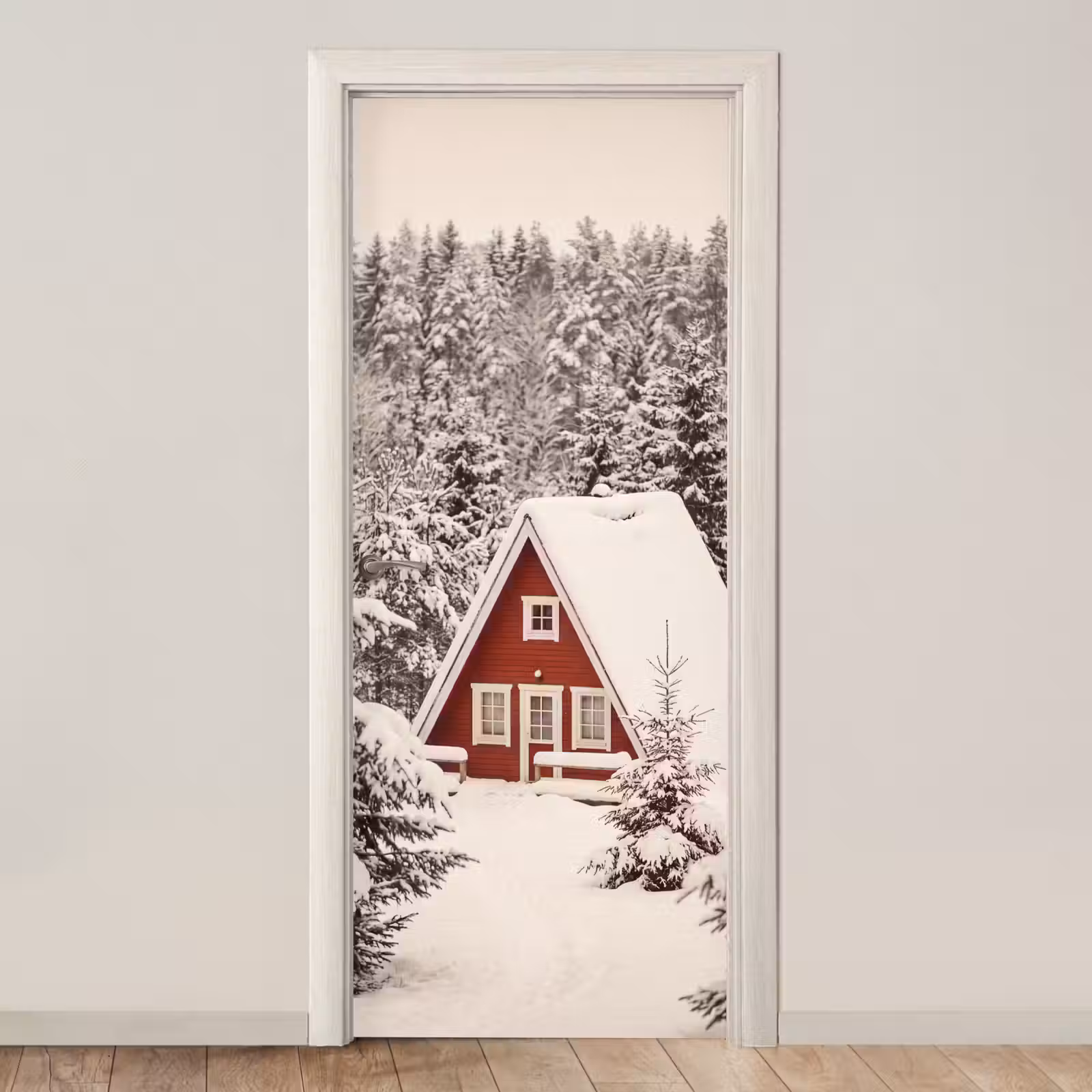 Deursticker - Huis - Winter - Sneeuw — 1