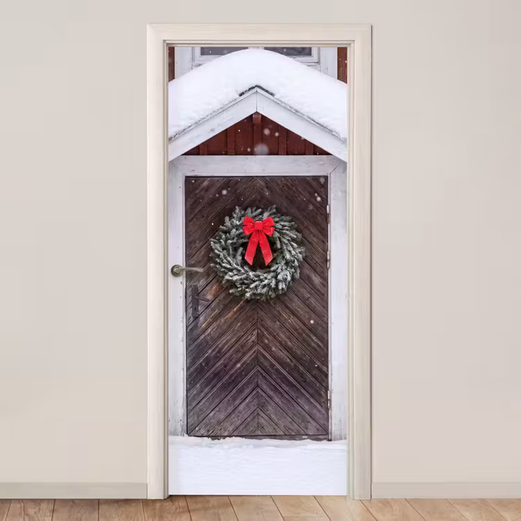 Deursticker - Deur - Kerstkrans - Winter — 1