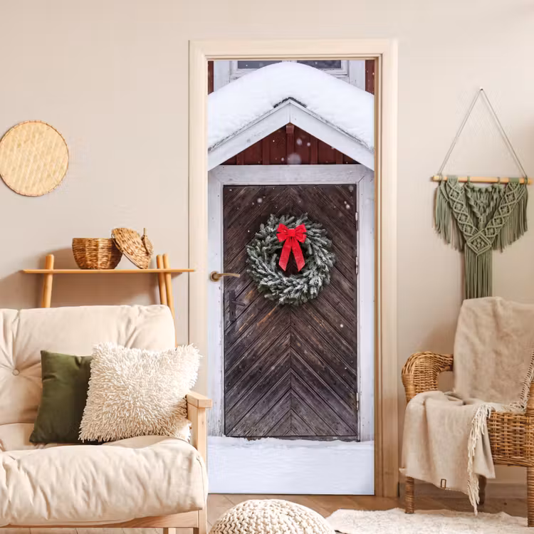 Deursticker - Deur - Kerstkrans - Winter — 4