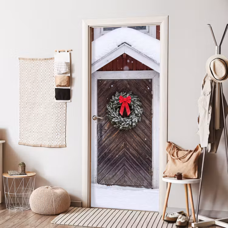 Deursticker - Deur - Kerstkrans - Winter — 8