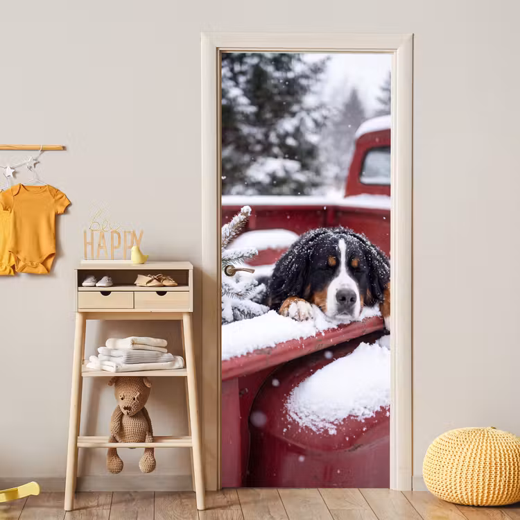 Deursticker - Hond - Rode vrachtwagen — 6