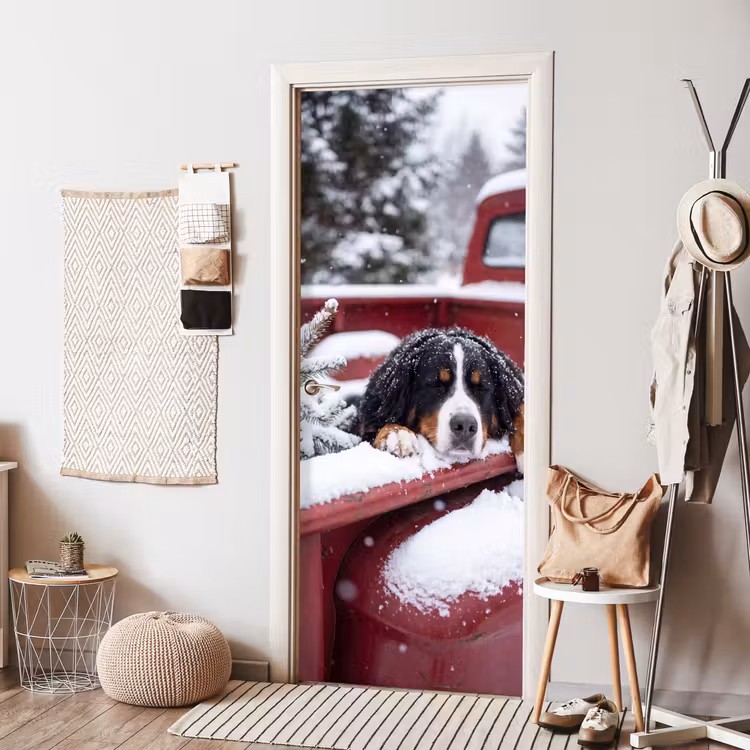 Deursticker - Hond - Rode vrachtwagen — 8
