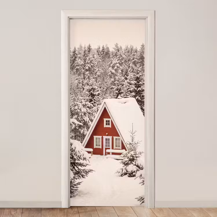 Deursticker - Huis - Winter - Sneeuw — 1