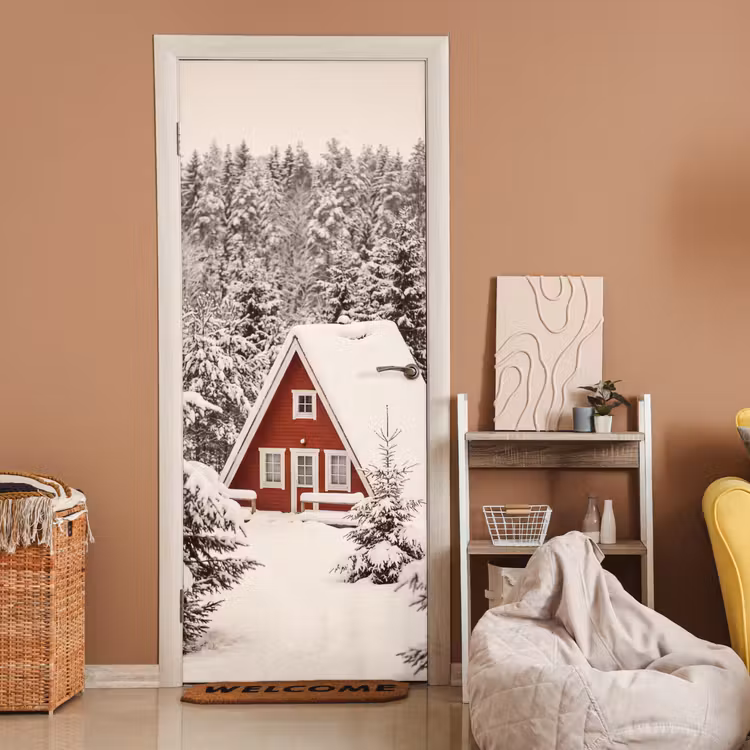 Deursticker - Huis - Winter - Sneeuw — 2