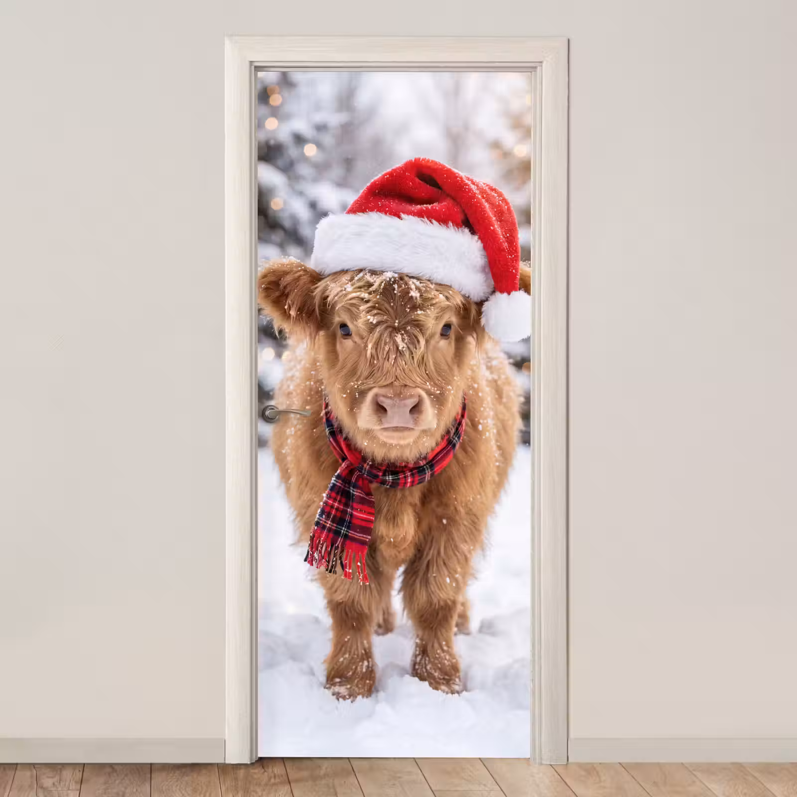 Deursticker - Koe - Kerst - Sneeuw — 1