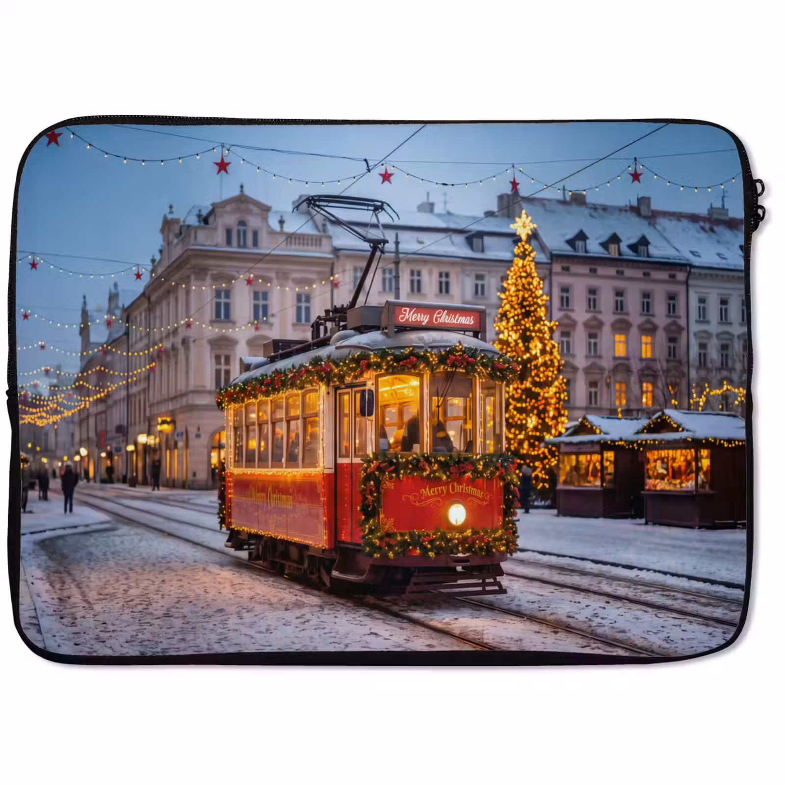 Laptophoes Tram - Kerst - Sneeuw — 1