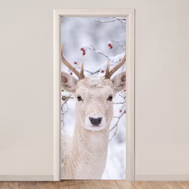Deursticker - Hert - Natuur - Sneeuw — 1