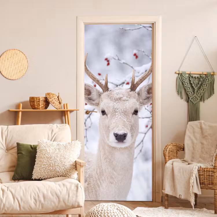 Deursticker - Hert - Natuur - Sneeuw — 4