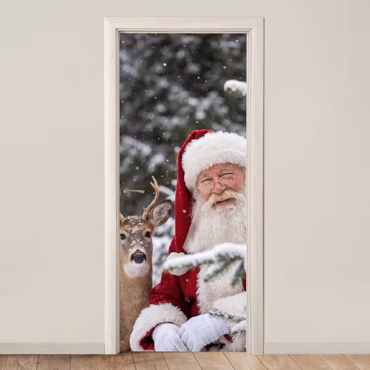 Deursticker - Kerstman - Hert - Sneeuw — 1