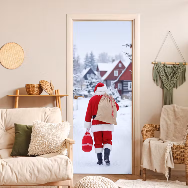 Deursticker - Kerstman - Sneeuw - Winter — 4