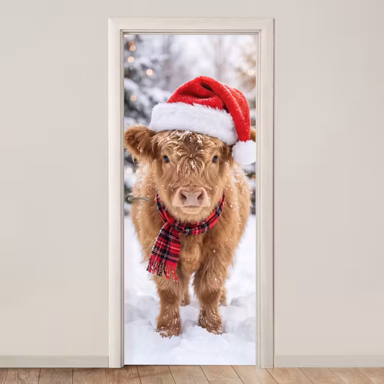 Deursticker - Koe - Kerst - Sneeuw — 1