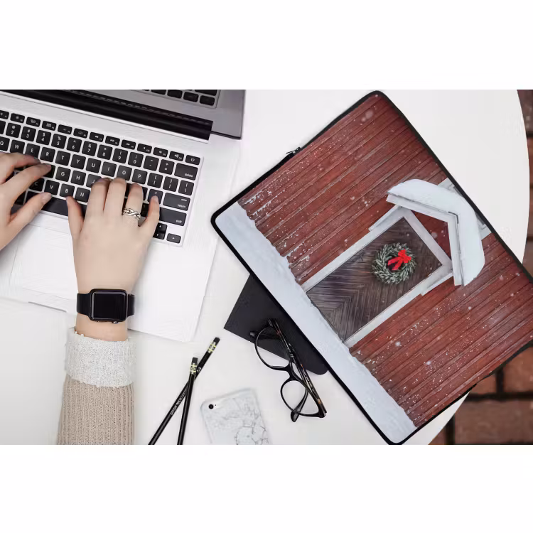 Laptophoes Deur - Kerstkrans - Winter — 3