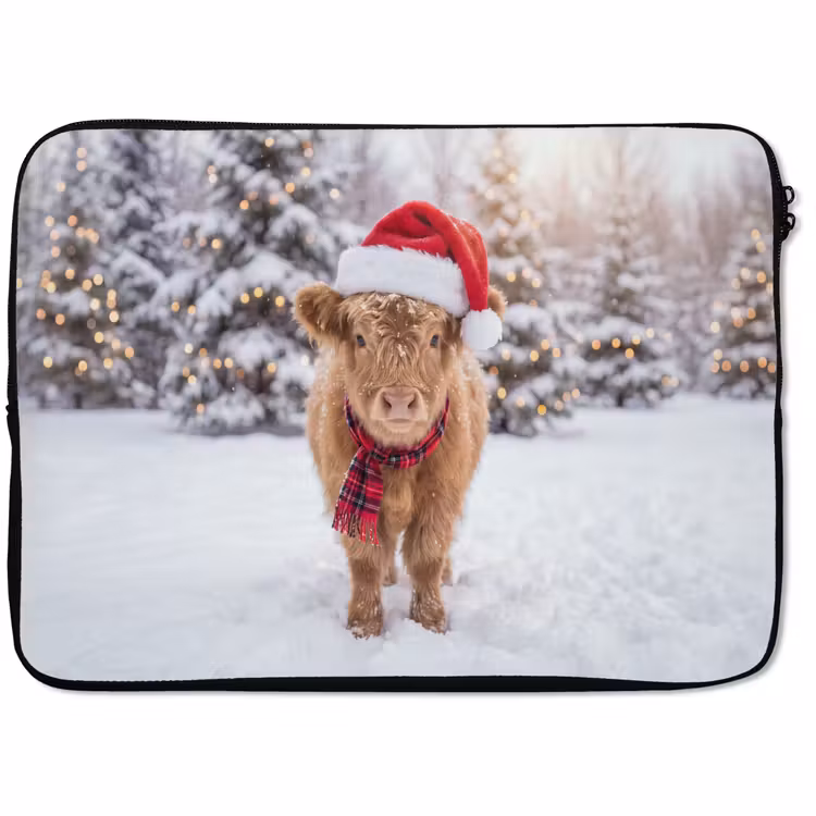 Laptophoes Koe - Kerst - Sneeuw — 1