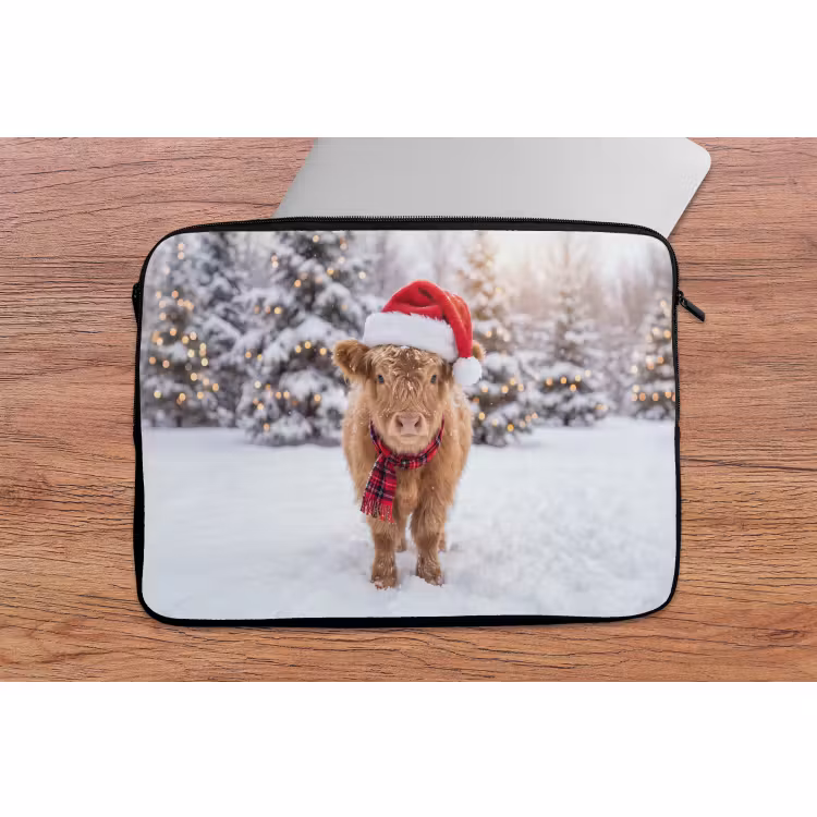 Laptophoes Koe - Kerst - Sneeuw — 2