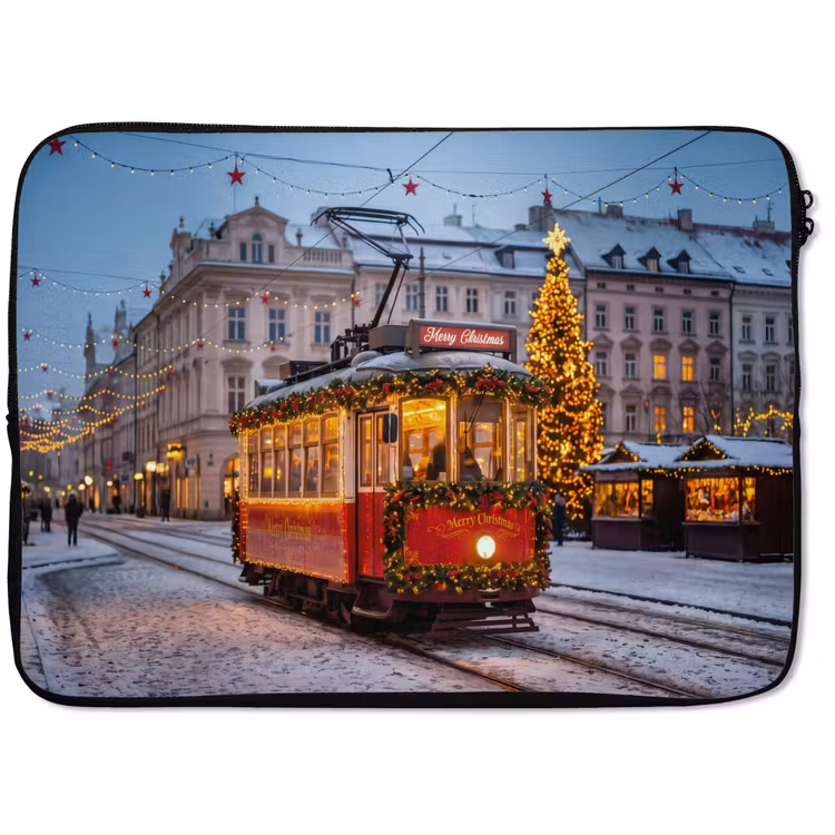 Laptophoes Tram - Kerst - Sneeuw — 1
