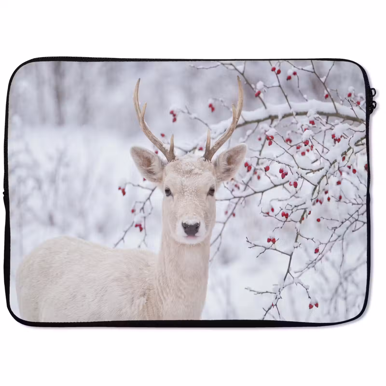 Laptophoes Hert - Natuur - Sneeuw — 1