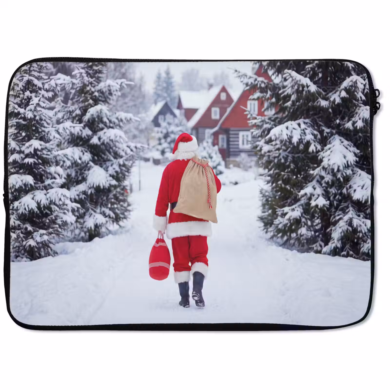Laptophoes Kerstman - Sneeuw - Winter — 1