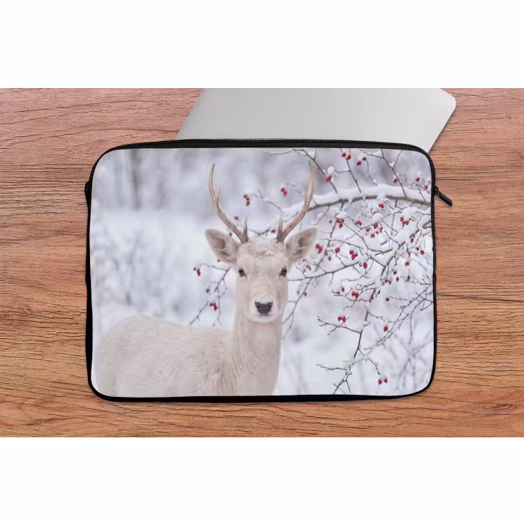 Laptophoes Hert - Natuur - Sneeuw — 2