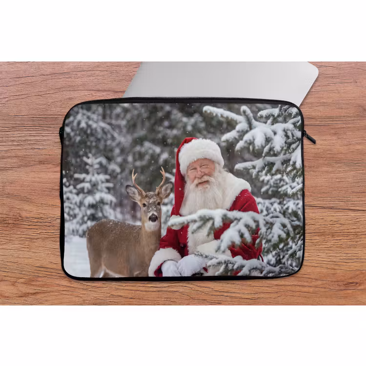 Laptophoes Kerstman - Hert - Sneeuw — 2
