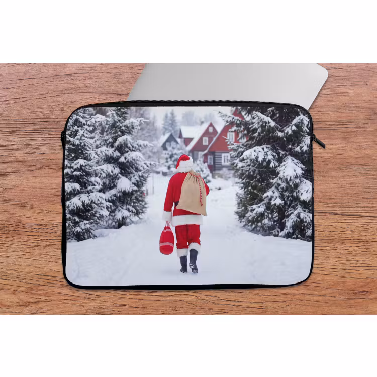 Laptophoes Kerstman - Sneeuw - Winter — 2