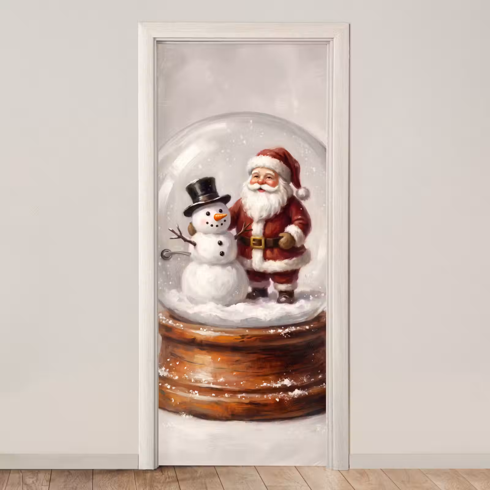 Deursticker - Kerstman - Sneeuwbol - Kerst — 1