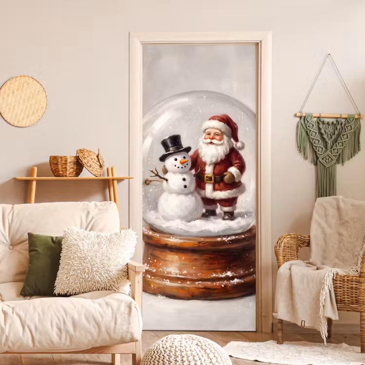 Deursticker - Kerstman - Sneeuwbol - Kerst — 4