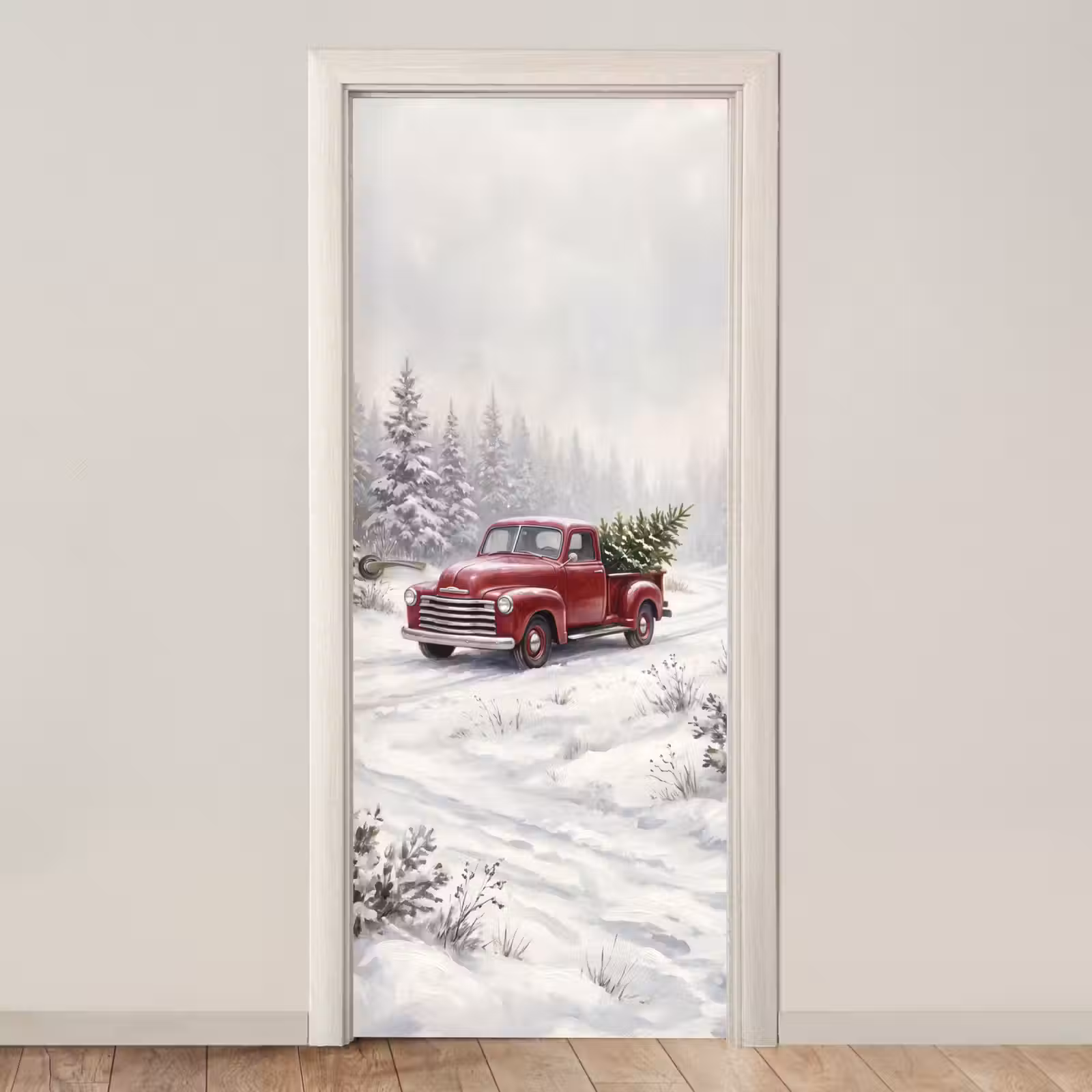 Deursticker - Auto - Besneeuwd - Bos — 1