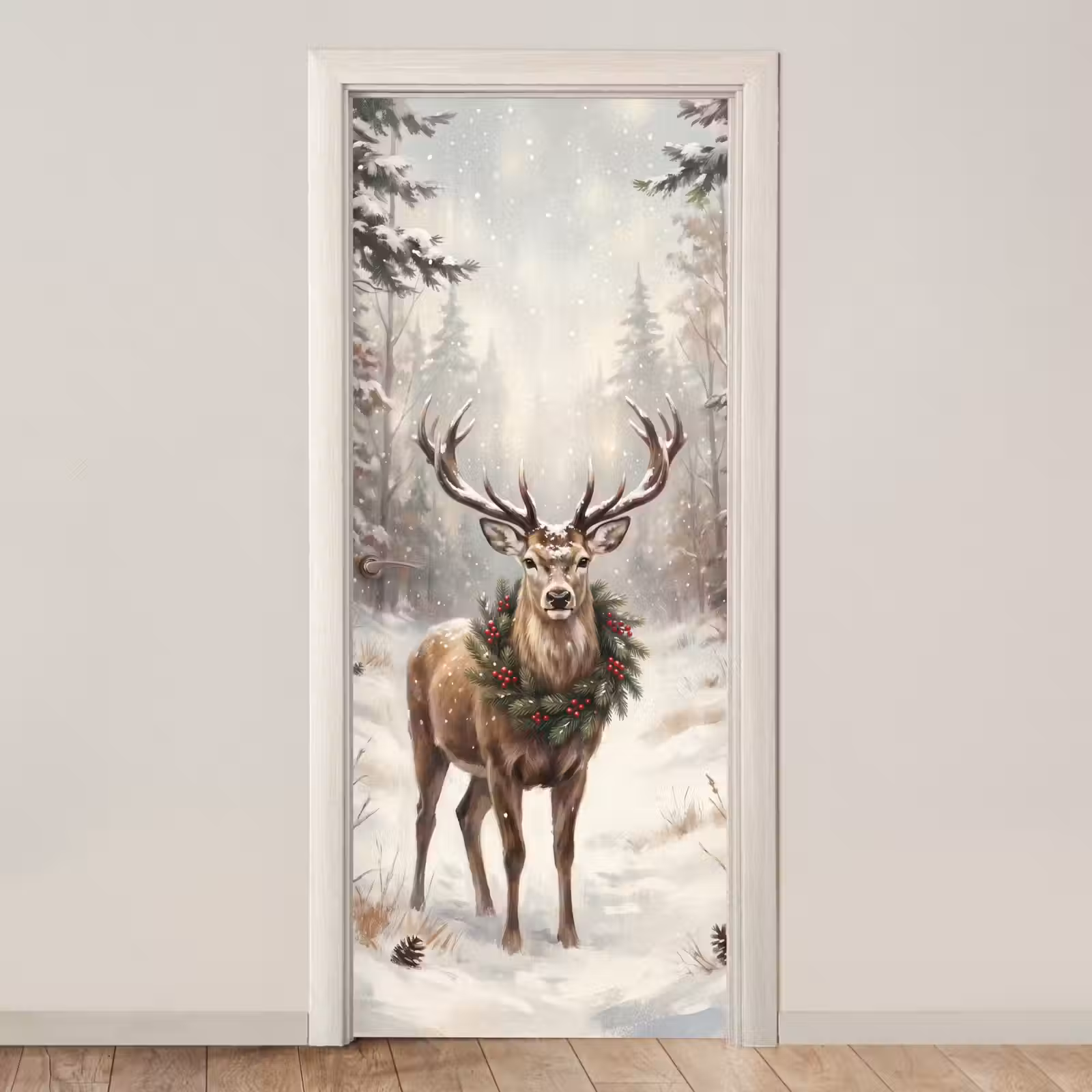 Deursticker - Hert - Sneeuw - Dieren — 1