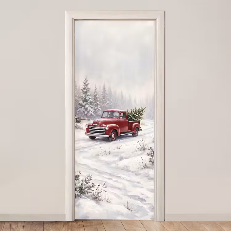 Deursticker - Auto - Besneeuwd - Bos — 1