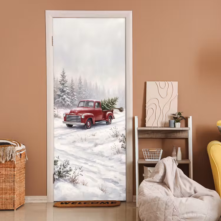 Deursticker - Auto - Besneeuwd - Bos — 2
