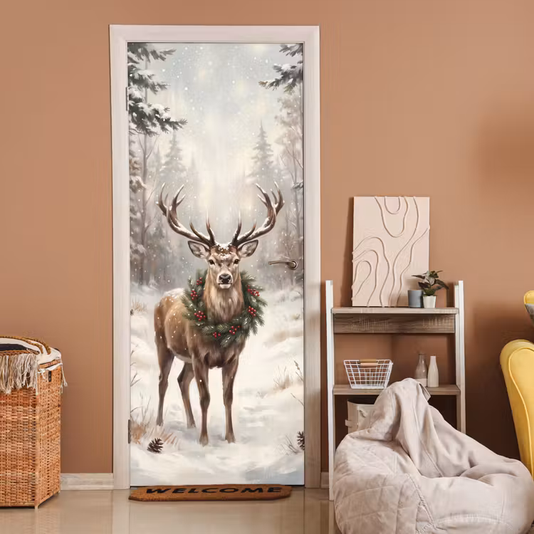 Deursticker - Hert - Sneeuw - Dieren — 2