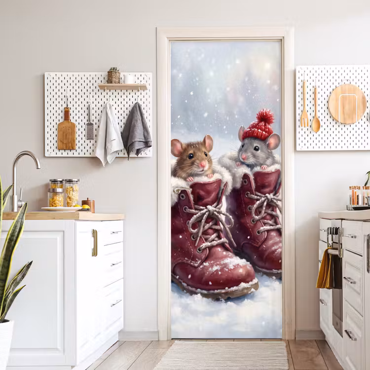 Deursticker - Muizen - Laarzen - Sneeuw — 7