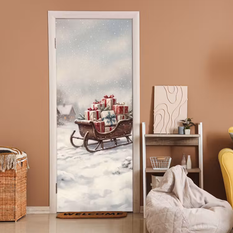 Deursticker - Slede - Cadeaus - Kerst — 2