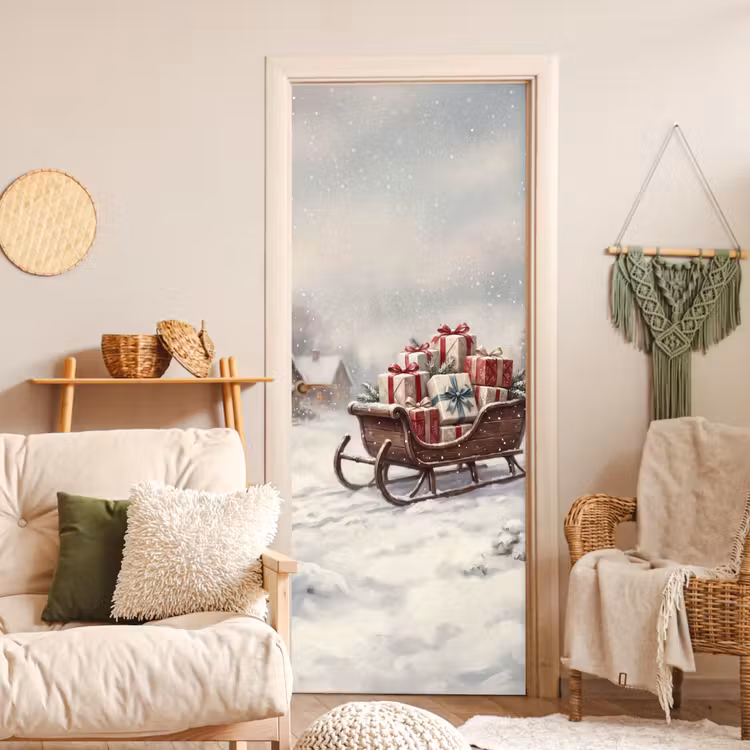 Deursticker - Slede - Cadeaus - Kerst — 4