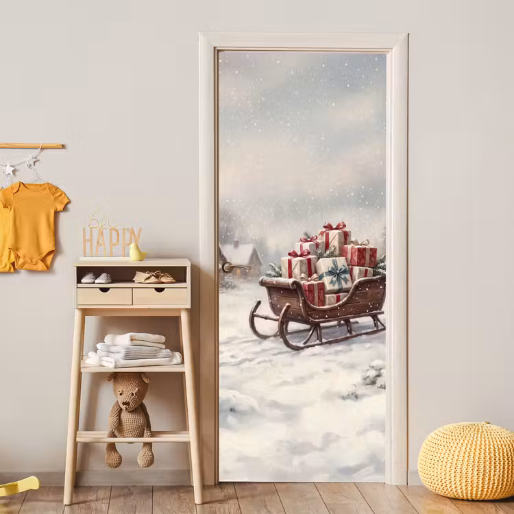 Deursticker - Slede - Cadeaus - Kerst — 6