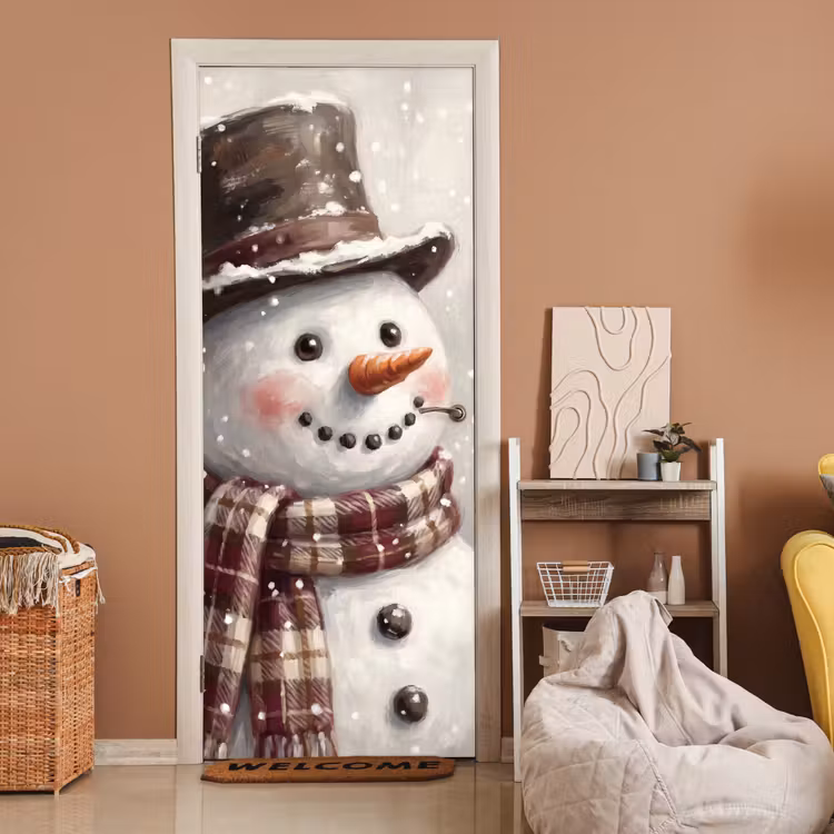 Deursticker - Sneeuwman - Winter - Kerst — 2