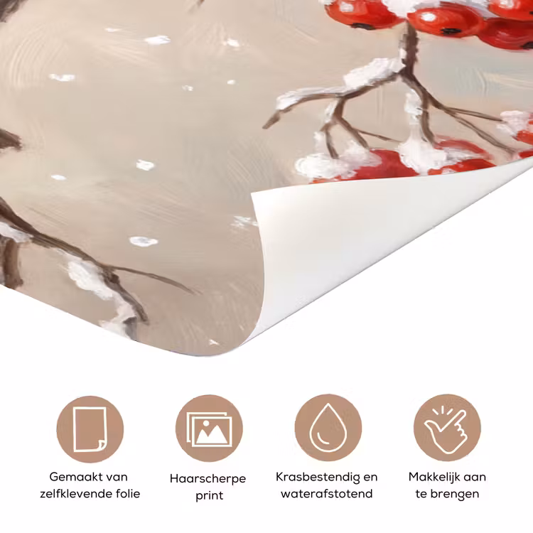 Deursticker - Vogels - Winter - Rood — 3
