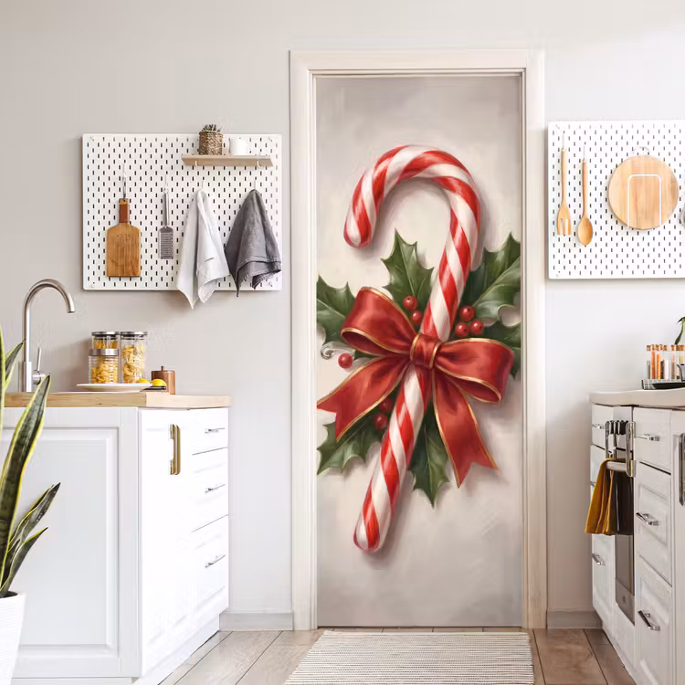 Deursticker - Zuurstok - Kerst - Rood — 7
