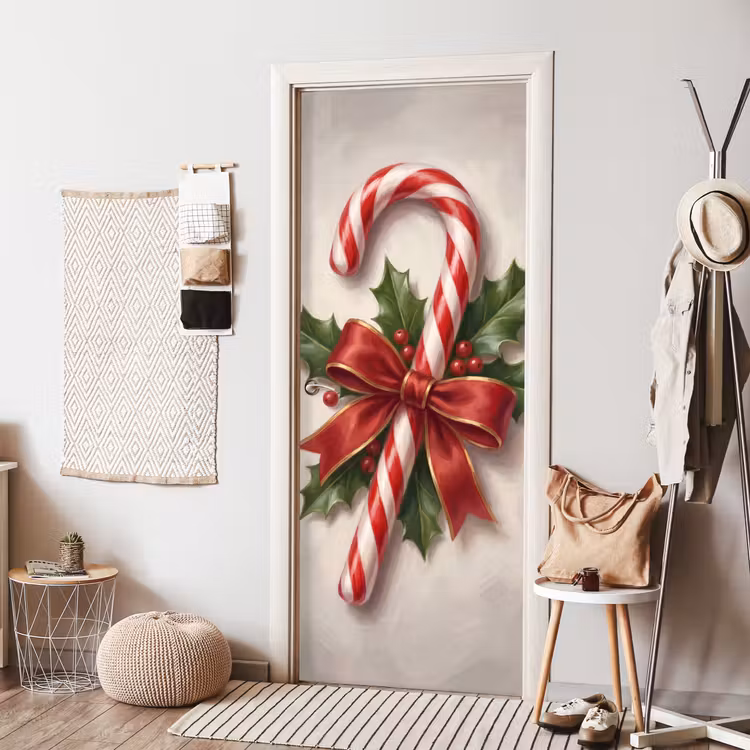 Deursticker - Zuurstok - Kerst - Rood — 8