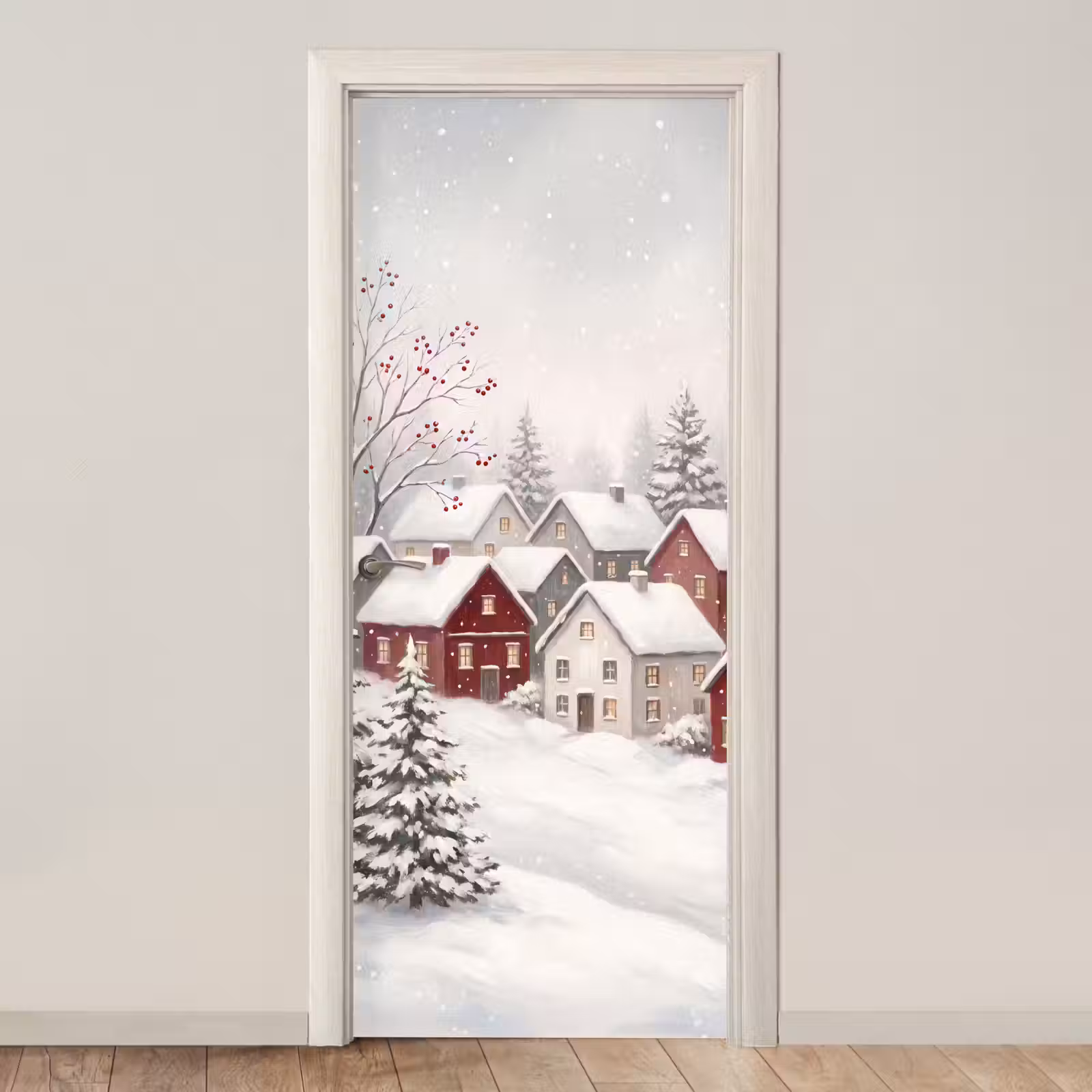 Deursticker - Huizen - Sneeuw - Winter — 1