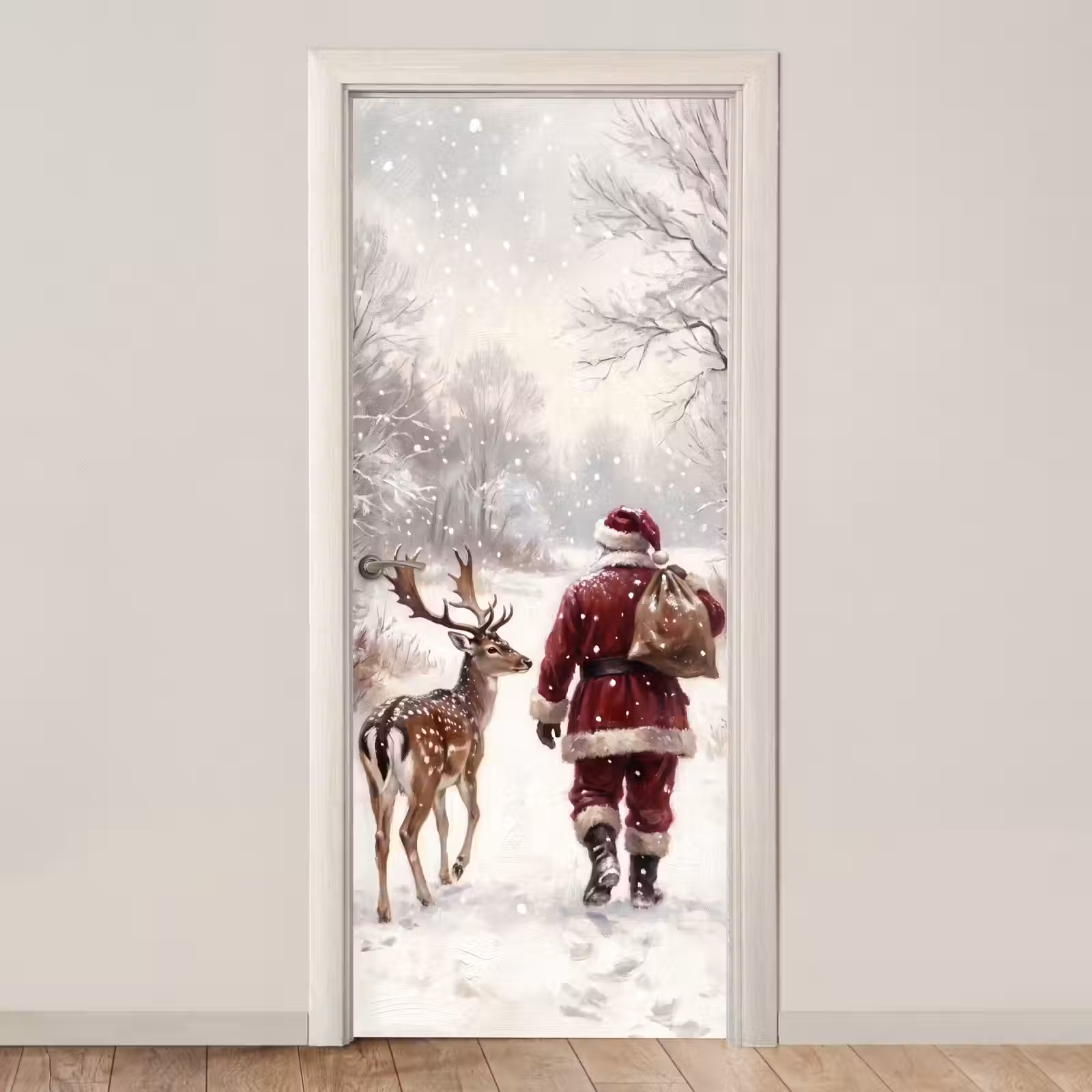 Deursticker - Kerstman - Winter - Natuur — 1